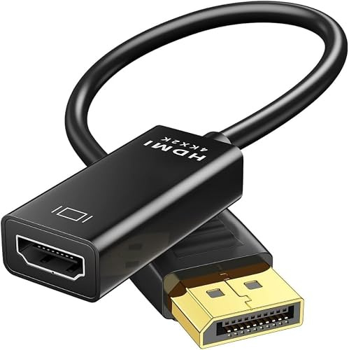 𝟰𝗞 DisplayPort to 𝗛𝗗𝗠𝗜 Adapter for Monitor,1080P @60Hz High Resolution Dp(Display Port) Male to Hdmi Female Converter with Audio and High Speed Transmission Video Audio Converter PC,Monitor,TV