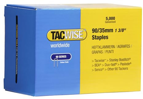 Tacwise 0310 Agrafes à Couronne Étroite Galvanisées 90/35 mm, Lot de 5000 | Pour Applications Professionnelles d'Agrafage