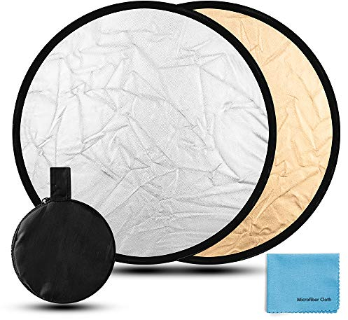 Light Reflector,Fotover 30cm 2 in 1 Round Collapsible Light Reflector Portable for Photography Photo Studio (12inch),Gold&Silver