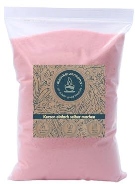 KERZENSAND Wachsgranulat 1000g in verschiedenen Farben (inkl. 4 Dochte) - Kerzenwachsgranulat - Gestalten Sie ihre Kerzen individuell - kreativ - vielseitig - dekorativ (Rosa)