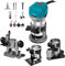 VEVOR Kit de Enrutador Compacto de Arranque Suave de 710W Velocidad 10.000-30.000 RPM Fresadora de Madera Rebajadora Eléctrica multifunción base de refrigeración y base inclinada y base Offset