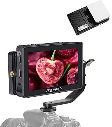 Feelworld F5 Pro un monitor con luz de relleno 5W 3 brillo FHD1920x1080 IPS pantalla táctil 4K salida HDMI (monitor+luz de llenado)