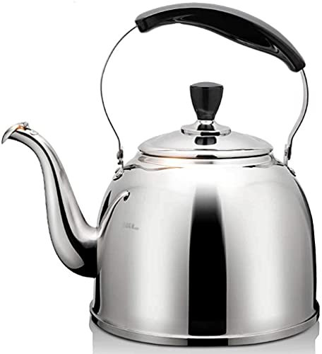 ZHANGDONG Bouilloire INOX Bouilloire sifflante Théière en Fonte Bouilloire à sifflet en métal 5L. Bouilloire à sifflet en Acier Inoxydable, Plaque de Cuisson, théière à Bouilloire, pour