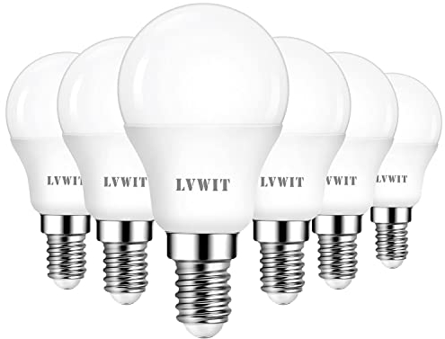 LVWIT Lampadine LED Attacco E14 Forma P45, 6.5W Equivalente a 60W, Luce Bianca Fredda 6500K, Flusso Luminoso 806LM, Risparmio Energetico, Consumo Basso, Non Dimmerabile, Pacco da 6 Unità