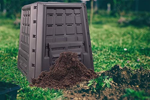 Dmora Compostiera in Polipropilene, Contenitore per rifiuti organici, Biocomposter da 380l, 100% Made in Italy, cm 80x80h82, Colore Nero