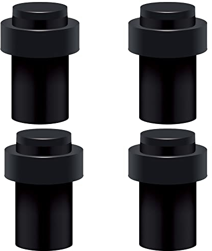 4 X Türstopper zum Schrauben - Montage am Boden oder an der Wand - Edelstahl Gummi Wandtürstopper inkl. Befestigungsmaterial
