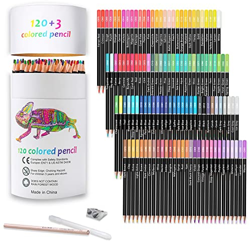 Kalour Pro Buntstifte, Set mit 120 Farben, weicher Kern für Künstler mit lebendigen Farben, ideal zum Zeichnen, Skizzieren, Schattieren, Buntstifte für Erwachsene, Anfänger