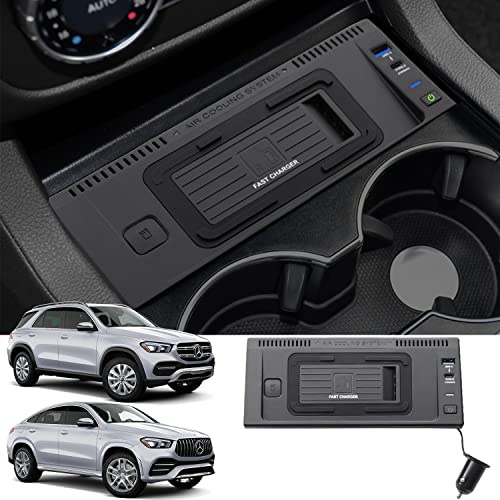 Singkin Kabelloses Ladegerät Auto für Mercedes Benz GLE/GLS/GL/ML 2012-2019, 15W Schnellladendes Handy-Ladegerät für Mercedes-Benz GLE GLS AMG 2015-2019 ML GL 2012-2015 X292 X166 W166 Zubehör
