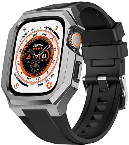 Bracelet avec Boîtier pour Apple Watch Ultra 2 49 mm, Protection Complète en Métal Conçu pour les Hommes iWatch Ultra