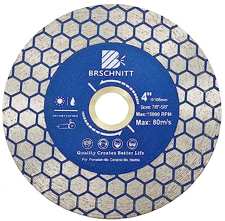 Diamond Granite Cutting Wheel 105mm - BRSCHNITT Vacuum Brazed Diamond Disc for dry and wet Cutting Grinding Porcelain,Tile,Ceramic Tile Stone,Marble,Quartz,Granite