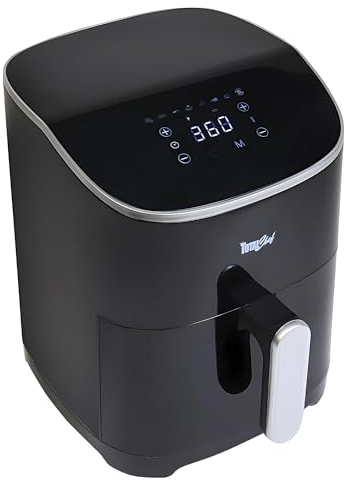 Total Chef 4.8L Air Fryer Compact Air Fryers Oven Digital Touchscreen Display Fries Seafood Reheat Bake Roast Nonstick Basket Grill Plate Dishwasher Safe Healthy Meal Cook in Less Oil for Family Black