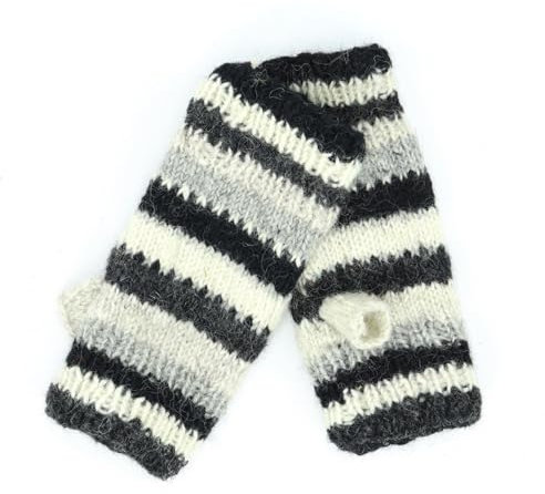 LOUDelephant Handgestrickter Armwärmer aus Wolle, Tik Tik Schwarz Weiß, One size