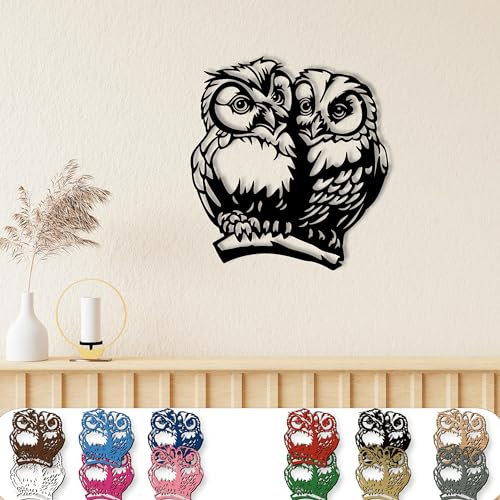 Namofactur XXL Eulenpaar Wandtattoo aus MDF-Holz - Charmante Eulen Wanddeko für Zuhause, Geschenk für Natur- und Eulenliebhaber
