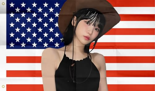 Chae Won Amerikanische Flagge, 90 x 150 cm, für drinnen und draußen, Kim Chaewone, USA-Flagge, Wandteppich für Schlafzimmer, Wohnzimmer, Wohnheim, Wand mit Messingösen, lebendige Farben und