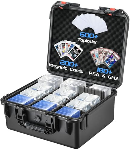 Card Case Storage for Graded Sports Cards - PSA Baseball, Basketball, Football Trading Card Holder, Waterproof Protective Organizer Box for Zion, Slab, Top Loader, Magnetic (Holds 600+Toploaders)