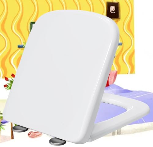 Toilettendeckel, Wc Sitz mit Absenkautomatik Quick-Release Toilettensitz mit Verstellbaren Scharnieren Wc Sitz Klodeckel Einfache Montage Antibakteriell,white-36 * 44cm