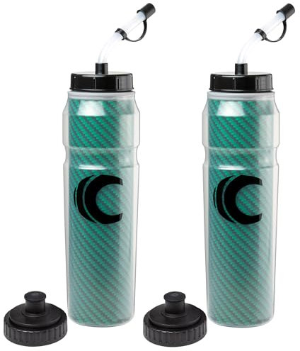 Cannon Sports 28oz Insulated Squeeze Water Bottle with Straw, Leak Proof Lids, 2 lids (Straw and Squeeze), Double Wall Insulation, Wide Mouth, BPA-Free (2 Pack) (Green)