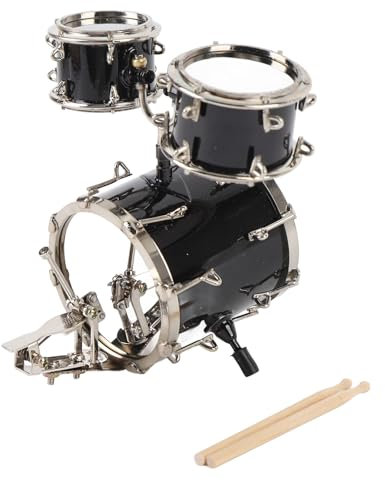 Miniatur-Schlagzeug-Set, Metall-Jazz-Trommel-Modell-Ornament mit Koffer, Mini-Percussion-Musikinstrument, Mini-Trommel, Miniatur-Puppenhaus-Modell, Weihnachtsschmuck für Lehrer,