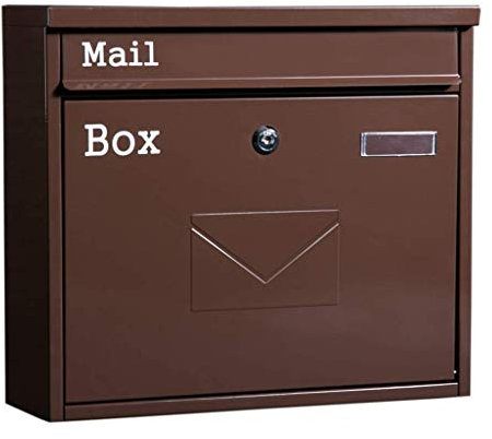Boîte aux Lettres Murale Boîte aux lettres verrouillable Boîtes aux lettres verticales fixées au mur avec serrure à clé Grande capacité Boîte à journaux murale à suspendre Boîte aux lettres rétro étan