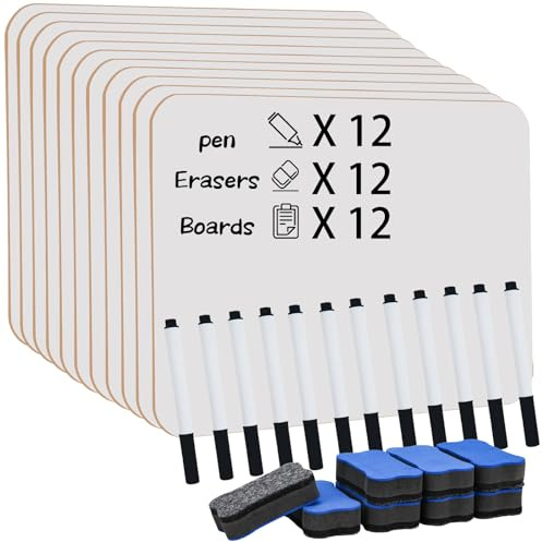 Hiziwimi 12 Pcs Mini Whiteboards A4, 11,8 x 8,2 Zoll doppelseitige klein White boards für Schüler, Small Whiteboard, tragbare Weiße Tafel für Schule, Büro und Zuhause