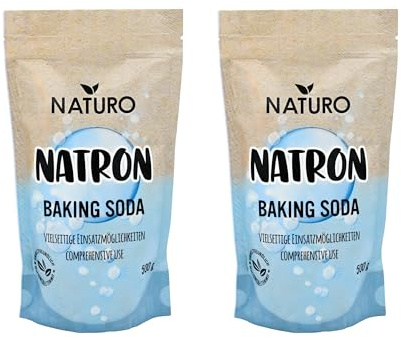 Naturo|Natron Pulver 2x500g – Vielseitig für Reinigung, Haushalt und Küche – Hautfreundlich & Ungiftig – Natron Pulver zum Putzen, Backpulver, Waschsoda – Natrium für nachhaltiges