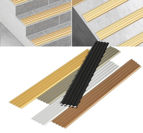 GAPECHNG Commercial Stair Aluminum Treads, Alumistair Nosing Stair Edge Protector Step Edge Trim, 90X4Cm 90X5Cm Staircase Step Weather Resistants Traction Strips, Easy to Install, Can Be Cut/D/90*4Cm