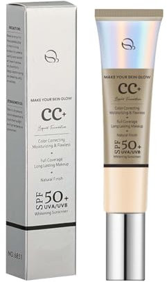 Cc Cream With Spf 50+, Anticernes, Fluide Fond De Teint Couvrant Imperfections, Durable Maquillage Nude Hydratant Cc Crème, Anti-Terne Et Anti-Rougeurs (1)