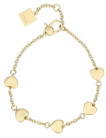THUN - Bracciale con cinque cuori - metallo, vetro, resina - Collezione Dedicato a te - 16 + 3 cm