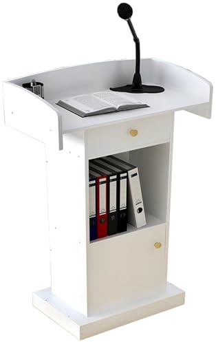LYCDPYCD Rednerpult Aus Holz Rednerpult Mit Schubladen Und Schränken Rednerpult Stehpult Rednerpult Für Schule Auditorium Kirche Hochzeit(White)