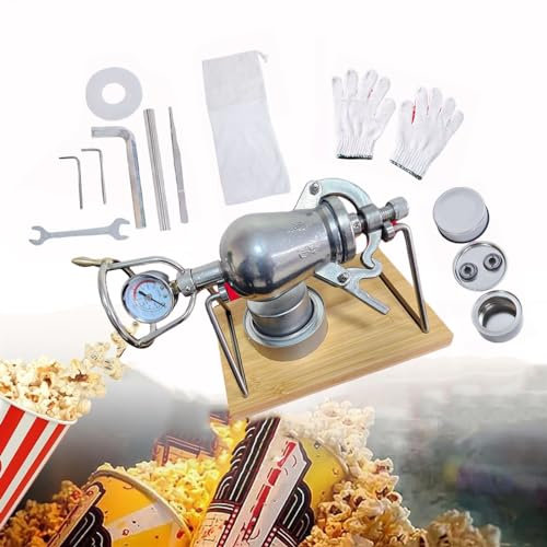 Máquina Manual de Palomitas de maíz de Acero Inoxidable, máquina Profesional para Asar Palomitas de maíz con manivela, con manómetro, 230 ml, Mini máquina para Fiestas en casa, para Navidad