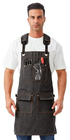 Nanxson Hommes Tabliers en toile imperméable Tabliers de travail, tablier à outils avec poches pour le jardinage, l'industrie, la peinture