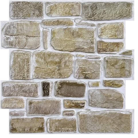 COMSTICKC 3D Faux Stone Wall Panels Self Adhesive Wall Stickers, 10 Pcs 12X12, DIY Lightweight Thin PVC Rock Decorative Wall Tiles Peel and Stick Brick for Quick DIY Wall Decor,Paintable