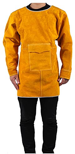 PZOFERLIN Schweißerschürze aus Leder Schweißerschürze aus Rindsleder mit Taschen, mehrfarbig, mehrere Größen(Yellow,85cm)