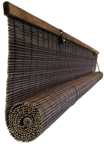 Estor Enrollable de Bambú Retro,Cortinas Bambu Exterior e Interior 95% Blackout Persianas de Madera Natural,Protección Solar,Privacidad,para Ventanas,Personalizada,Ancho x Alto (95cm x 220cm)