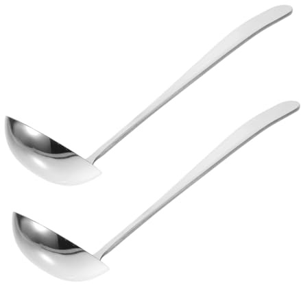 LIFKOME 2 piezas Cazo de Sopa Inoxidable Cucharas para Servir Cocina con Mango Ergonómico Resistentes y Duraderas para Restaurante y Hogar