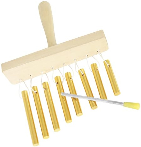 8 Röhren Windspiel Instrument Professionelle Klangspiele Musikbläser Holzstruktur geeignet für klare Melodien Resonanzleistungen Grade Metall