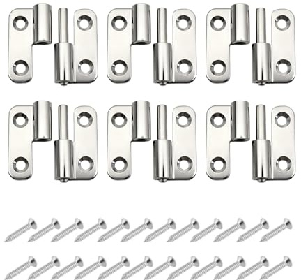6 Pcs 1.5 inch Detachable Hinges, Lift Off Door Hinges 304 Stainless Steel Doors Hinge, Small Sliding Hinge, Right Handed for Furniture, Wood Products and Cabinets for Internal and Outdoor