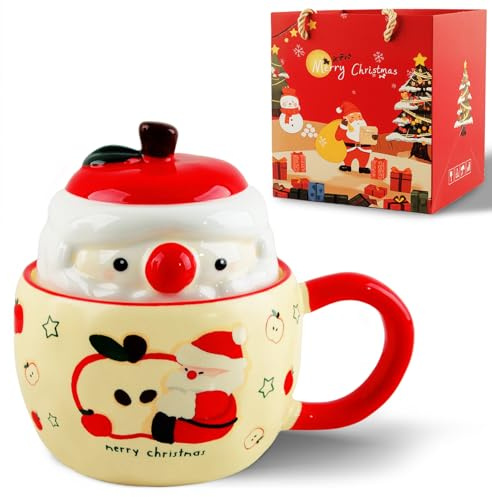 Dwafill Tasse Noel, 400 Ml Mug Noel, Avec BoîTe Cadeau Exquise, Tasse NoëL 3d, Cadeau NoëL, Convient pour le Lait, le Café, le Vin Rouge, Convient pour Toutes les Saisons (B)