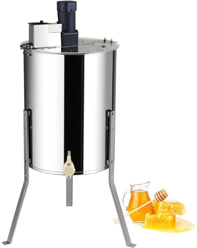 Luzphened 2/3/4 Frame Electric Honey Extractor, Food Grade Stainless Steel Beekeeping Centrifuge with Transparent Lid, Adjustable Stand, Beekeeping Equipment for Apiary, Farm, Business 3Frames