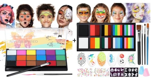 Janolia Gesichtsfarben Kinderschminke Set, Bodypainting Farben Wasserbasis Faschingsschminke, Theaterschminke, Karnevalsschminke, Ideal Kinderschminken Set für Halloween Karneval Cosplay