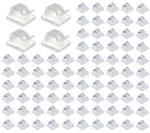 100 Pcs Cable Clips Transparent Self Adhesive Wire Holders Heavy Duty Cable Tidy Clips for Cable Management Ideal for Fairy Lights Under Desk Wall Car Outdoor String Lights & Home Office Use
