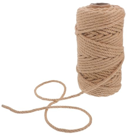 WEKAMOS Corda di Iuta Spessa 5mm X 50m Naturale per Lavori Artigianali, Legatura e Tiragraffi per Gatti, Spago Intrecciato Resistente per Decorazioni e Accessori Animali
