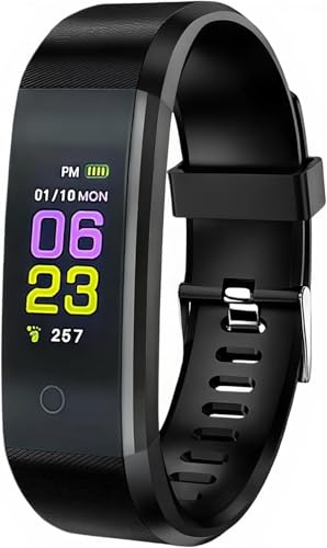 Fitness Tracker, Activity Tracker with Heart Rate Sleep Monitor Smart Watch with Step Calories Counter Stopwatch Pedometer Blood Oxygen IP67 Waterproof, 14 Sports Mode V2.1 for Kids Women Men (Black)