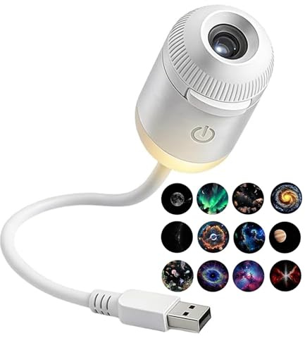 CHENRI 2-in-1 Starry Sky Projector & Night Light, 2-in-1 Projector Night Light with Adjustable Brightness, USB Starry Sky Night Light Projector, Mini LED Projection Lamp for Bedroom, Car (12 Films)