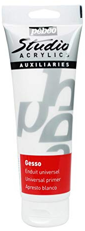 Pébéo – Studio Acrylics 250 ML Gesso – White Gesso Primer – Acrylic Paint Universal Primer to Prepare All Your Surfaces – 250 ml