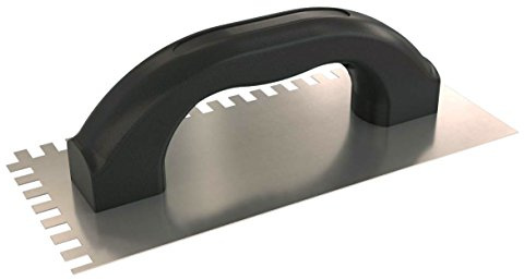 Bon Notched Trowel – 1/4 in. x 3/8 in. Square Notch, 9 in. x 4 in. Blade with Durable Plastic Handle for Tile and Flooring Applications