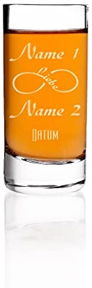 Herz & Heim® edles Schnapsglas zur Hochzeit mit Gravur der Namen des Paares - Gastgeschenk u. Hochzeitsgeschenk (endless Love)