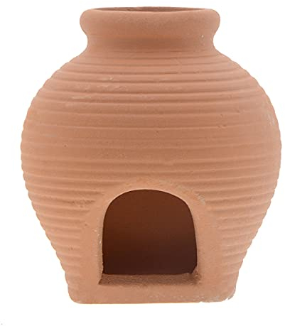 Saim Ceramic Jar Aquarium Decorations Fish Tank Cave Breeding Cones Cave Fish Tank Ornaments for Betta Fish Amano Shrimp Cichlid Bonsai to Play, Hide and Rest, Yellow