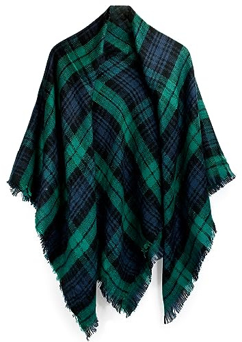 Oct17 Women Plaid Scarf Tartan Wrap Large Warm Cozy Blanket Soft Winter Shawl - Green -