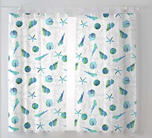Martina Home Pack 2 Cortinas con Visillo para Cocina Modelo Caracolas,Medida 100 x 140 cm, Color Azul